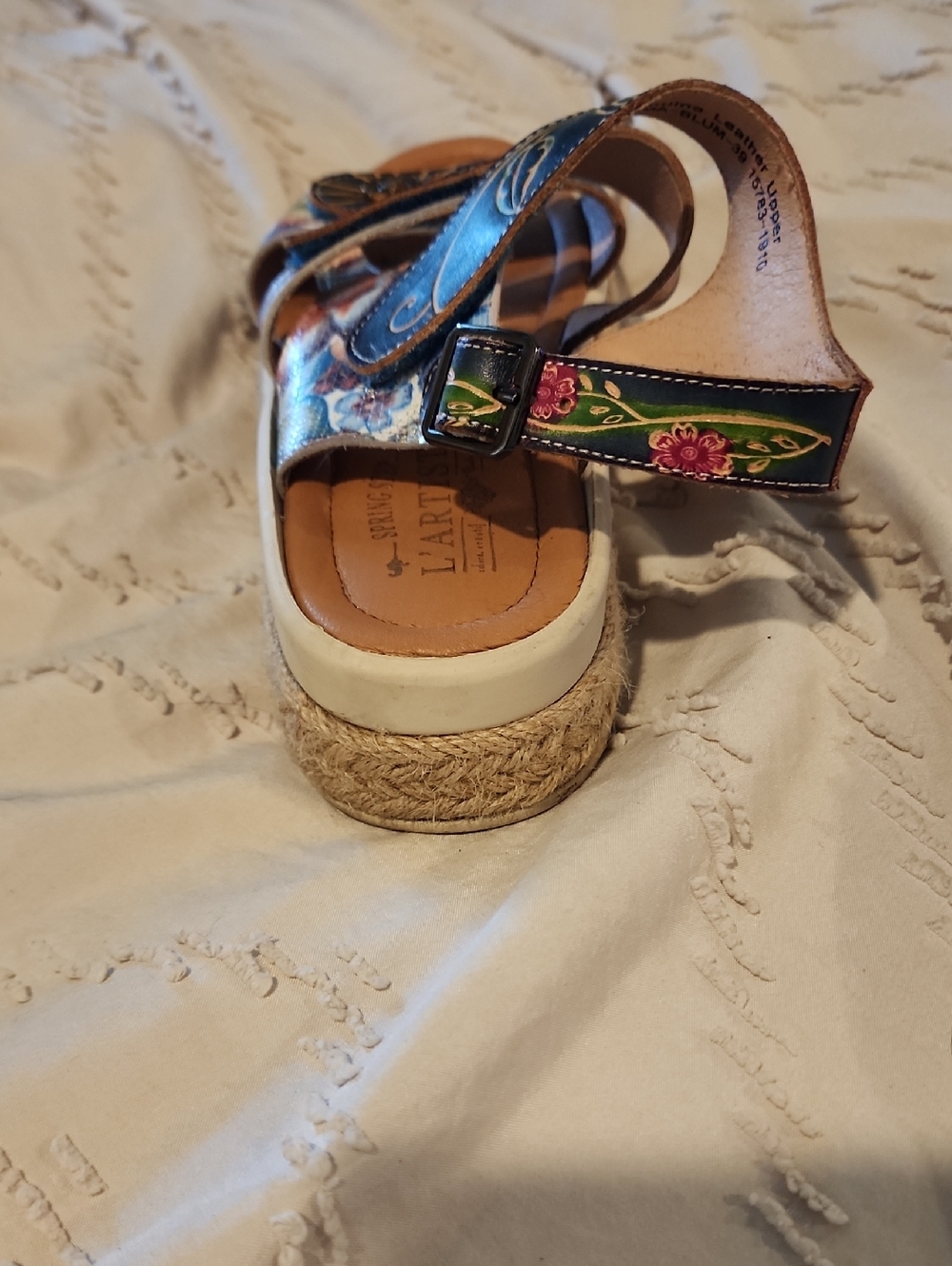 Artisan Floral Embroidered Platform Sandals - Navy & Multicolor - Picture 10 of 11